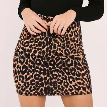 Vara Vintage Leopard Print Office, Fusta cu Talie Inalta de sex Feminin Slim Animal print Mini Fusta mini Sexy saia Retro Streetwear 2019 CG