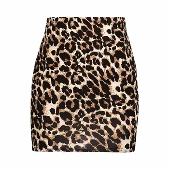 Vara Vintage Leopard Print Office, Fusta cu Talie Inalta de sex Feminin Slim Animal print Mini Fusta mini Sexy saia Retro Streetwear 2019 CG