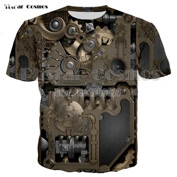 Vara vânzare Bărbați femei T-shirt de Imprimare 3D Mecanice Hip-Hop Tricou Unisex Europeană Stil de Moda Plus Dimensiune gât Topuri