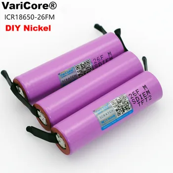 VariCore Noi 18650 ICR18650-26FM 2600mAh Li-ion 3.7 v Baterie Reîncărcabilă + DIY Nichel baterii