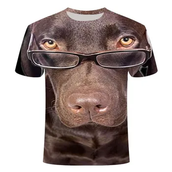 Vară nouă bărbați stil de design de personalitate topuri casual barbati moda all-meci de T-shirt de imprimare 3D câine animal tricou rotund gat