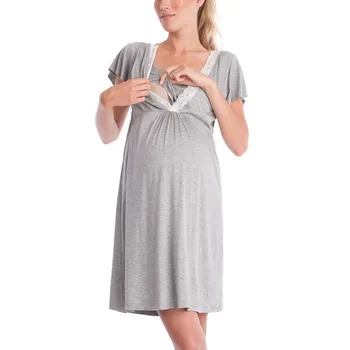 Vară Rochie de Maternitate de Îngrijire medicală Femei V-neck Solid Haine pentru Gravide Rochie cu Maneci Scurte Alăptarea Sarcina Rochie de Îmbrăcăminte