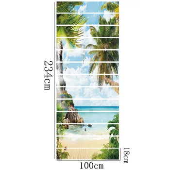 Vară Stil Copac de nucă de Cocos Beach Scari Decorative Autocolante de Perete Gresie Tapet Coaja & Băț Gros Impermeabil din PVC Arta Mura