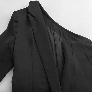 VC Toate Transport Gratuit 2020 Nouă Șic, Sexy pe Un Umar V Gâtului Mâneci Lungi PU Corset Design Două Bucăți de Partid Rochie Mini Costum