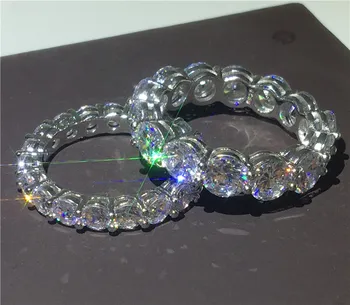 Vecalon Moda inel de Promisiune tăiat Rotund 4mm/6mm AAAAA Cz Argint 925 Logodna nunta Trupa inele pentru femei, Bărbați bijuterii