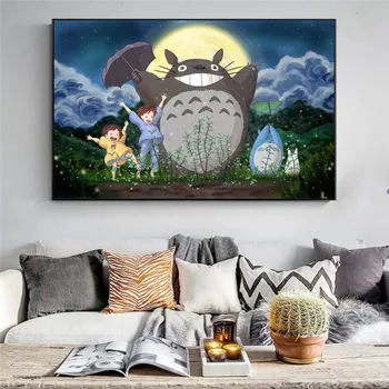 Vecinul Meu Totoro Miyazaki Hayao Film De Desene Animate Postere Si Printuri Anime Japonez Panza Pictura Poza Pe Wall Art Decor