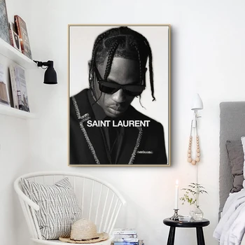 Vedeta a muzicii Travis Scott Hip Hop Rapper Portret de Artă Postere si Printuri Tablouri Canvas Wall Art Imaginile pentru Camera de zi Decor
