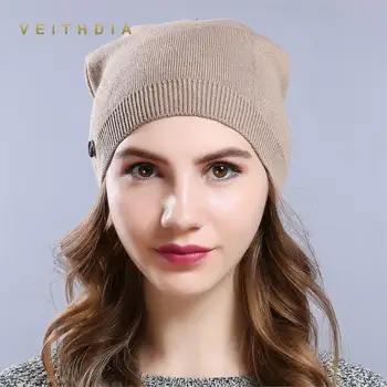 VEITHDIA Pălării pentru Femei Capac de Lână Tricotate Toamna Iarna Casual, de Înaltă Calitate de Brand Nou de capace de Vânzare la Cald Pălărie de sex Feminin Chelioși Căciuli