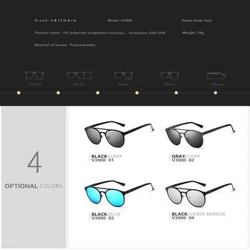 VEITHDIA Unisex din Otel Inoxidabil ochelari de Soare Polarizat UV400 Bărbați Rotund Epocă Ochelari de Soare Ochelari de sex Masculin Accesorii Pentru Barbati 3900