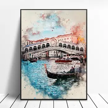 Veneția în Acuarelă Panza Pictura pe Perete Imagini de Artă Amprente Decor Acasă Poster de Perete Decor Pentru Camera de zi
