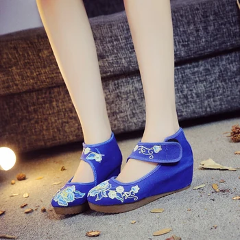 Veowalk Glezna Folie de Femei Panza Plat Platforme Handmad Floare de Bumbac Broda vechi Peking Pantofi Rotund-Deget de la picior de sex Feminin Pantofi Casual