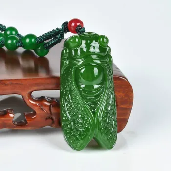 Verde Natural Hetian Piatra de Jad Greier Pandantiv Colier Margele Chineză Jadeit Bijuterii Farmec Reiki Amuleta Sculptate Cadouri pentru Femei