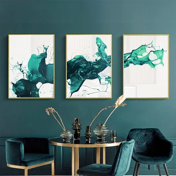 Verde nordică, Panza Pictura, Postere, Printuri Abstracte Linie de Imagine pentru Camera de zi Decor de Perete Morden Decor Acasă Birou Culoar