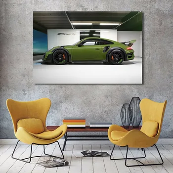 Verde Turbo De Porsche 911 Panza Poster Casa Moderna Verde Decor De Imprimare Pictura Perete Opera De Arta Modular Imagine Pentru Camera De Zi