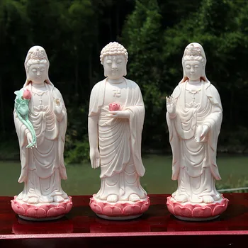 Vest Sansheng Bodhisattva Guanyin,Dashizhi,Sakyamuni Cult Statuie A Lui Buddha Din Ceramică Artizanat, Sculptura Decor Acasă