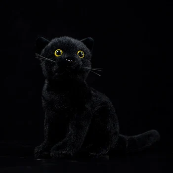 Viața Reală Drăguț Negru Vaci Pisica Copii Cadou Felis Catus Moi Umplute Jucărie De Pluș Bombay Realiste De Simulare De Animale Copil Papusa Original