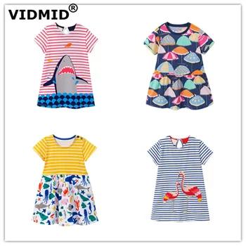 VIDMID Nou Rochii Fete din Bumbac Brand Copil de vara Fete Rochie de Printesa Rochie fete Haine copii, haine cu maneci scurte W01