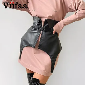 Viifaa PU Negru din Piele Curea Cataramă Corset Femei de Primăvară 2021 Moda Slim Streetwear Doamne Elegante, Corsete