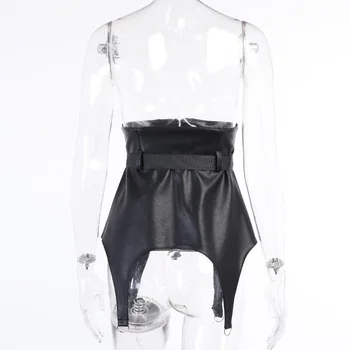 Viifaa PU Negru din Piele Curea Cataramă Corset Femei de Primăvară 2021 Moda Slim Streetwear Doamne Elegante, Corsete