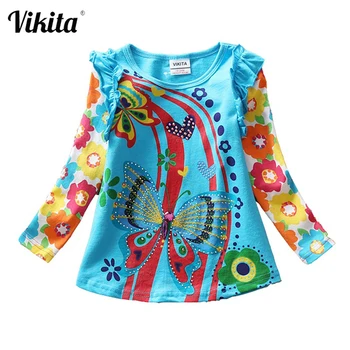VIKITA tricouri pentru Fete cu Maneca Lunga Roupa Infantil Printesa pentru Copii de Desene animate Îmbrăcăminte Copil pentru Copii T-shirt, Bluze si Tricouri