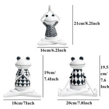 VILEAD 3 Stiluri de Rășină Negru și Alb Dungi Broasca Yoga Figurine de Animale Yoga Statuie Broasca Drăguț Model pentru Office Home Decor Cadouri