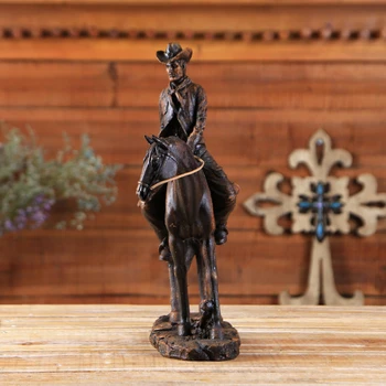 VILEAD Rășină American West Cowboy Statuie Călărie Figurine Miniaturi de Animale Sculpturi Decoratiuni de Craciun pentru Casa