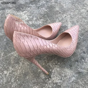 Vinapobo Sexy black Snake linii de înaltă tocuri Femei Pompe de mare de moda Doamnelor Alunecare pe Tocuri ascuțite toe pantofi de nunta Femeie