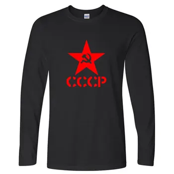 VINDE FIERBINTE 2018 Nou Brand CCCP rusă Tricouri Barbati URSS Uniunea Sovietică Maneca Lunga Slim Fit Tricou Barbati din Bumbac T-Shirt de Mari dimensiuni