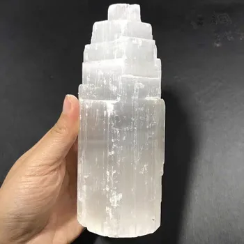 Vindecarea Chakra produse naturale cristal de cuarț alb selenit turn pentru decor Acasă