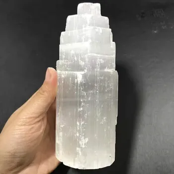 Vindecarea Chakra produse naturale cristal de cuarț alb selenit turn pentru decor Acasă