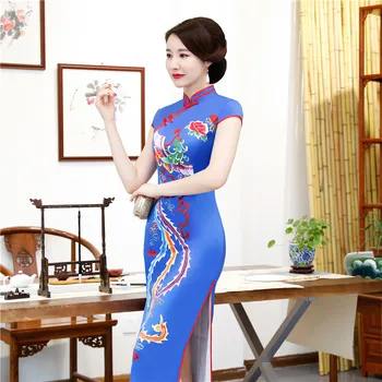 Vintage Chineză Tradițională Femei Raionul de Imprimare de Flori Qipao Plus Dimensiune 5XL Mandarin Guler Cheongsam Noutate Chineză Rochie Formale