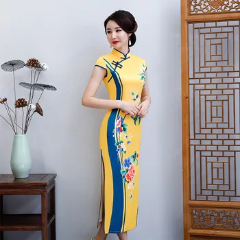 Vintage Chineză Tradițională Femei Raionul de Imprimare de Flori Qipao Plus Dimensiune 5XL Mandarin Guler Cheongsam Noutate Chineză Rochie Formale