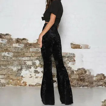 Vintage De Catifea Mult Flare Pantaloni Femei Coreene Streetwear-Sexy Pantaloni Talie Mare Doamna Casual Velur Negru Rosu Clopot Jos Pantalonii