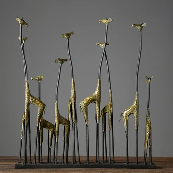 Vintage Girafa Desktop Docor Statui De Metal Cerb Orniament Ambarcațiuni Figura Animal Home Decor Fier De Artizanat, Sculptura