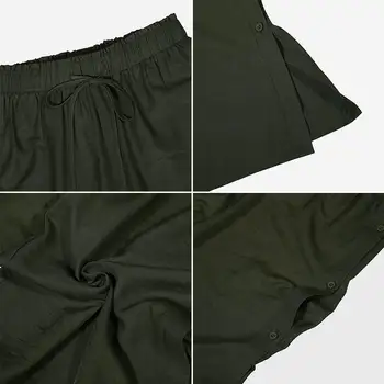 Vintage Largi Picior Pantaloni Femei Pantaloni de Primăvară 2021 ZANZEA Casual cu Talie Inalta Pantalon Lung de sex Feminin Solid Split Nap Plus Dimensiune