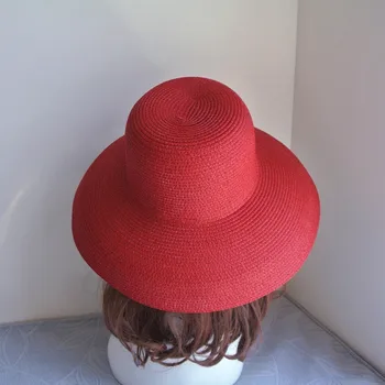 Vintage Parasolar Palarie Doamnelor Culoare Pură Hepburn Stil de Vacanță 56-58CM Temperament Elegant de Vară de Moda de Înaltă Calitate Pălărie de Paie
