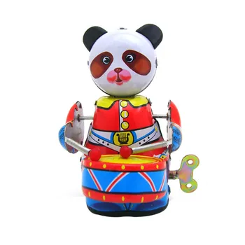Vintage Retro Panda Bateristul jucărie Clasic Ceas de Vânt de Până Colecție de Artă Panda Jucărie Pentru Adulți Copii Cadou de Colectie
