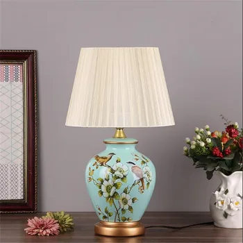 Vintage Retro Țară Porțelan Chinezesc Material Ceramic E27 Dimmer Lampă de Masă pentru Dormitor, Camera de zi Lumina Noptieră H 52cm 1678