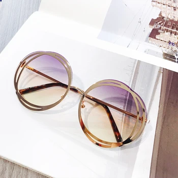 Vintage Rotund ochelari de soare pentru femei 2020 Brand la Modă fără ramă Supradimensionate Cadru Feminin Nuante de moda Gradient Nuante ochelari