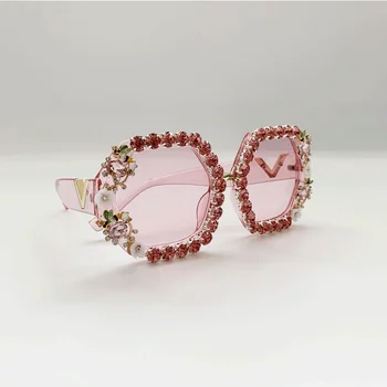 Vintage Supradimensionate Piața Diamant Colorate ochelari de Soare Femei 2020 Cristal de Lux Ochelari de Soare Moda pentru Femei Stras Oculos