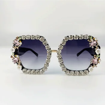 Vintage Supradimensionate Piața Diamant Colorate ochelari de Soare Femei 2020 Cristal de Lux Ochelari de Soare Moda pentru Femei Stras Oculos