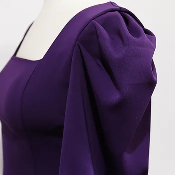 Violet Elegant Office Lady Dress 2020 Primavara Toamna Simplu Pătrat și Mâneci lungi Temperament Talie Mare Partid Rochie de Femei