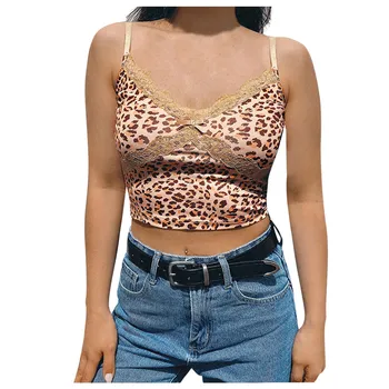 Violet Leopard Curea Topuri De Cultură Camis Subțire-Centura Bluza Vesta V-Neck Petrecere De Club Sexy Rezervor De Top Pentru Femei De Moda Rochie Fără Mâneci Saco #