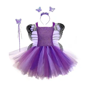 Violet Zână Fluture Rochie Tutu Fata Cu Aripi De Fantezie Fete Pentru Copii Petrecere Rochii Copii Cosplay Costum De Halloween