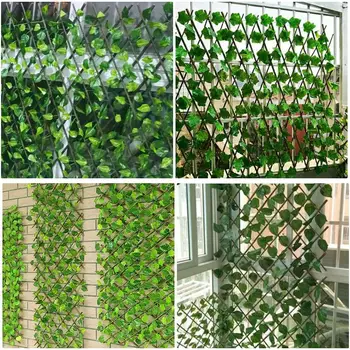 VIP Gard de Gradina Decor de Confidențialitate Lemn Cu Artificiale Frunze Verzi prelungitor Retractabil Garduri Pentru Curte Decor Acasă