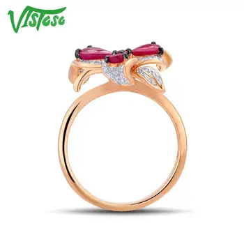 VISTOSO 14K 585 Crescut de Inel de Aur Pentru Femei Veritabil Diamant Spumant de Lux Ruby Logodnă, Aniversare Unic Elegant de Bijuterii Fine