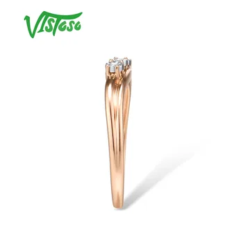 VISTOSO Inele de Aur Pentru Femei Reale 14K 585 Crescut de Inel de Aur Diamant Spumant Promit Inele de Logodna, Aniversare Bijuterii Fine