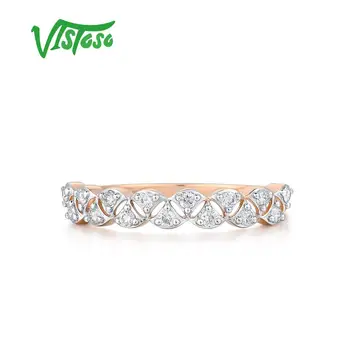 VISTOSO Reale 14K 585 Crescut de Inel de Aur Pentru Femei plin de Farmec Diamant Spumant Promit Logodna Cadou de Aniversare Bijuterii Fine