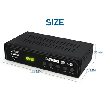 Vmade TV digitale terestre receptor sprijină pe deplin 1080P, DVB-T2 TV tuner, susține Youtube, .m3u format, WIFI USB DVB-C la TV box