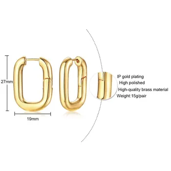 Vnox Carabină Conceput Cercei pentru Femei Ton de Aur din Oțel Inoxidabil Pătrat Hoop Cercei Cadou